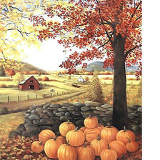Схема вышивки «Осенний пейзаж с тыквами.»