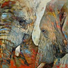 Схема вышивки «Яркие слоны, импрессионизм»