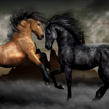 Схема вышивки «Пара лошадей»