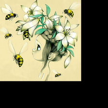 Схема вышивки «Девочка с пчёлами.»