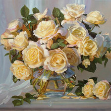Roses In A Glass Vase