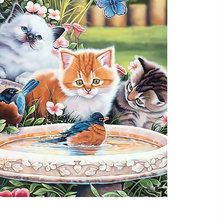 Схема вышивки «Котята и птички.»