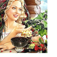 Схема вышивки «Девушка с ягодами.»
