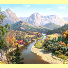 Схема вышивки «Осень в горах.»