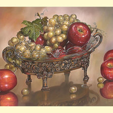 Схема вышивки «Натюрморт с виноградом и яблоками.»