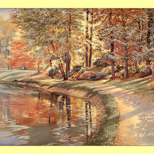 Осенний пруд в парке.