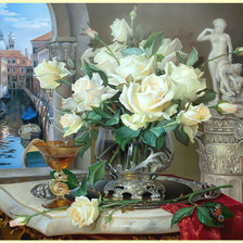 Оригинал схемы вышивки «Белые розы. Венеция.» (№1992295)