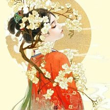 Схема вышивки «Девушка в кимоно»