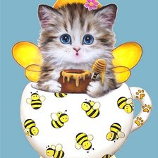Схема вышивки «котёнок пчела»