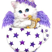 Схема вышивки «котёнок ангел»