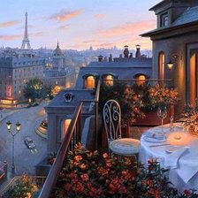 Схема вышивки «ужин на балконе в Париже»