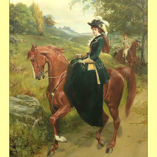 Схема вышивки «Дама на коне.»