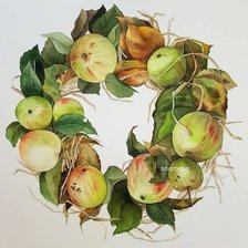 Схема вышивки «Венок с зелеными яблоками»