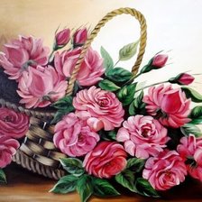 Оригинал схемы вышивки «Розы в корзине» (№1999411)