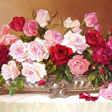 Схема вышивки «Розы в серебряной вазе»