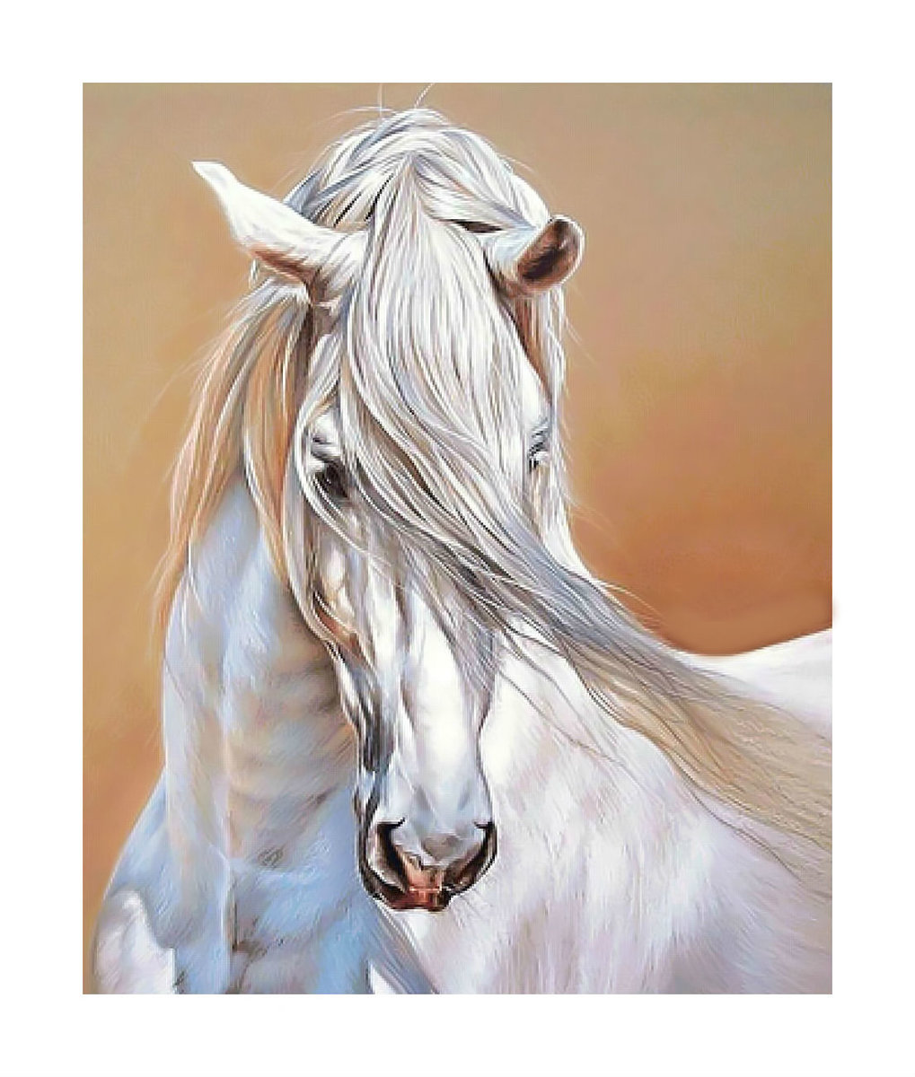 Белая лошадь. - живопись, лошадь, конь, животные - оригинал