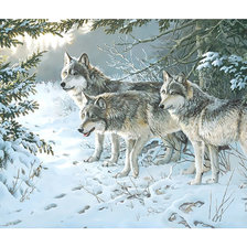 Оригинал схемы вышивки «Волки в зимнем лесу.» (№2010231)