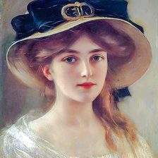 Схема вышивки «Girl with Black Ribboned Hat.»