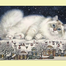 Схема вышивки «Зимний котик.»