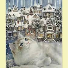 Схема вышивки «Зимний котик.»