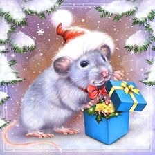 Схема вышивки «Новогодняя мышка»