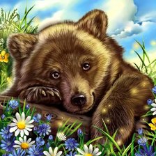 Медвежонок в цветах