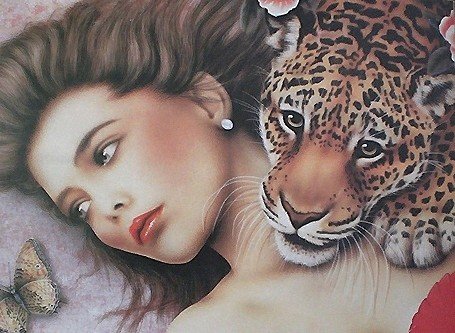Девушка с леопардом - оригинал