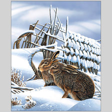 Оригинал схемы вышивки «Зимние зайцы.» (№2026255)