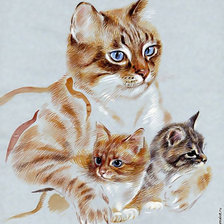 Схема вышивки «Кошка-мама с котятами»