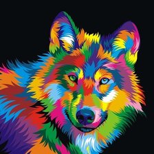 Схема вышивки «радужный волк»