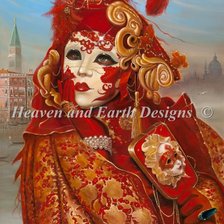 Оригинал схемы вышивки «Карнавальная маска в красном» (№2040670)