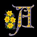 Схема вышивки «Буква А, цветы»