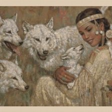 Схема вышивки «Идеанка и белые волки»