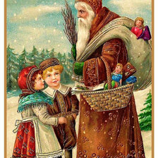 Схема вышивки «Дед Мороз и дети»