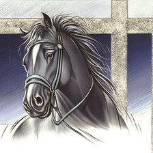 Схема вышивки «Чёрный конь»