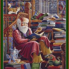 Схема вышивки «Волшебник в библиотеке»