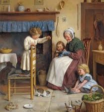 Схема вышивки «Бабушка играет на кухне с детьми»