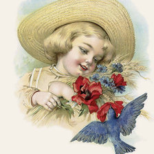 Оригинал схемы вышивки «Девочка в соломенной шляпе» (№2056754)