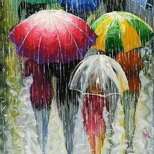Схема вышивки «Под зонтами в дождь»