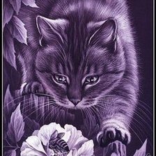Оригинал схемы вышивки «Кот и цветок» (№2057858)