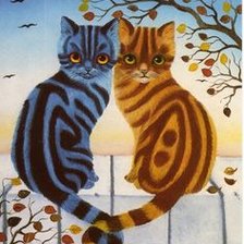 Оригинал схемы вышивки «Коты на  заборе» (№2058254)