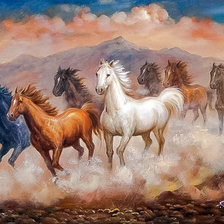 Схема вышивки «Wild Horses Mustangs Herd Southwest.»