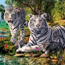 Оригинал схемы вышивки «белые тигры» (№2062083)
