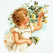 Оригинал схемы вышивки «Девочка и цветы» (№2064162)