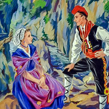 Схема вышивки «Couple at Mondony Gorges.»