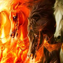 Схема вышивки «четыре сказочных коня»