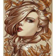 Схема вышивки «Девушка- Осень. Фентези.»