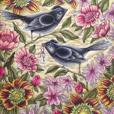 Оригинал схемы вышивки «птицы и цветы» (№2077990)