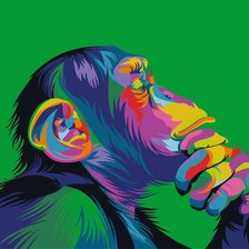 Схема вышивки «Задумчивый шимпанзе»