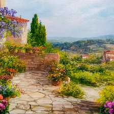 Оригинал схемы вышивки «Flowering Courtyard -Tuscany.» (№2087278)